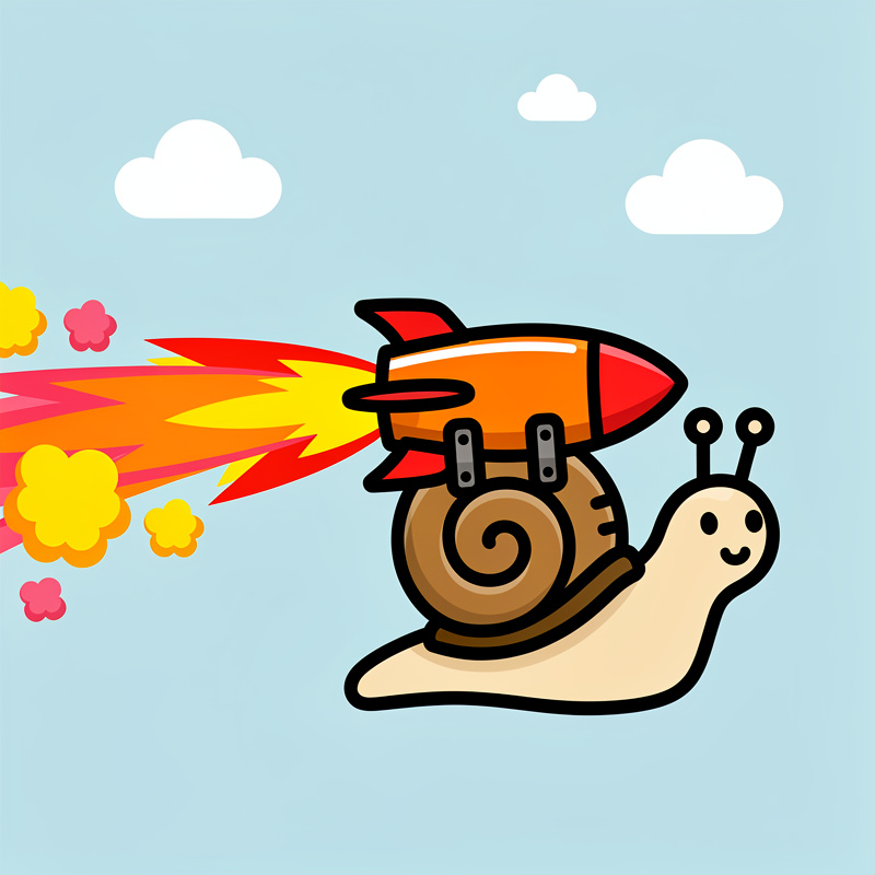 Snail with a rocket strapped to its back